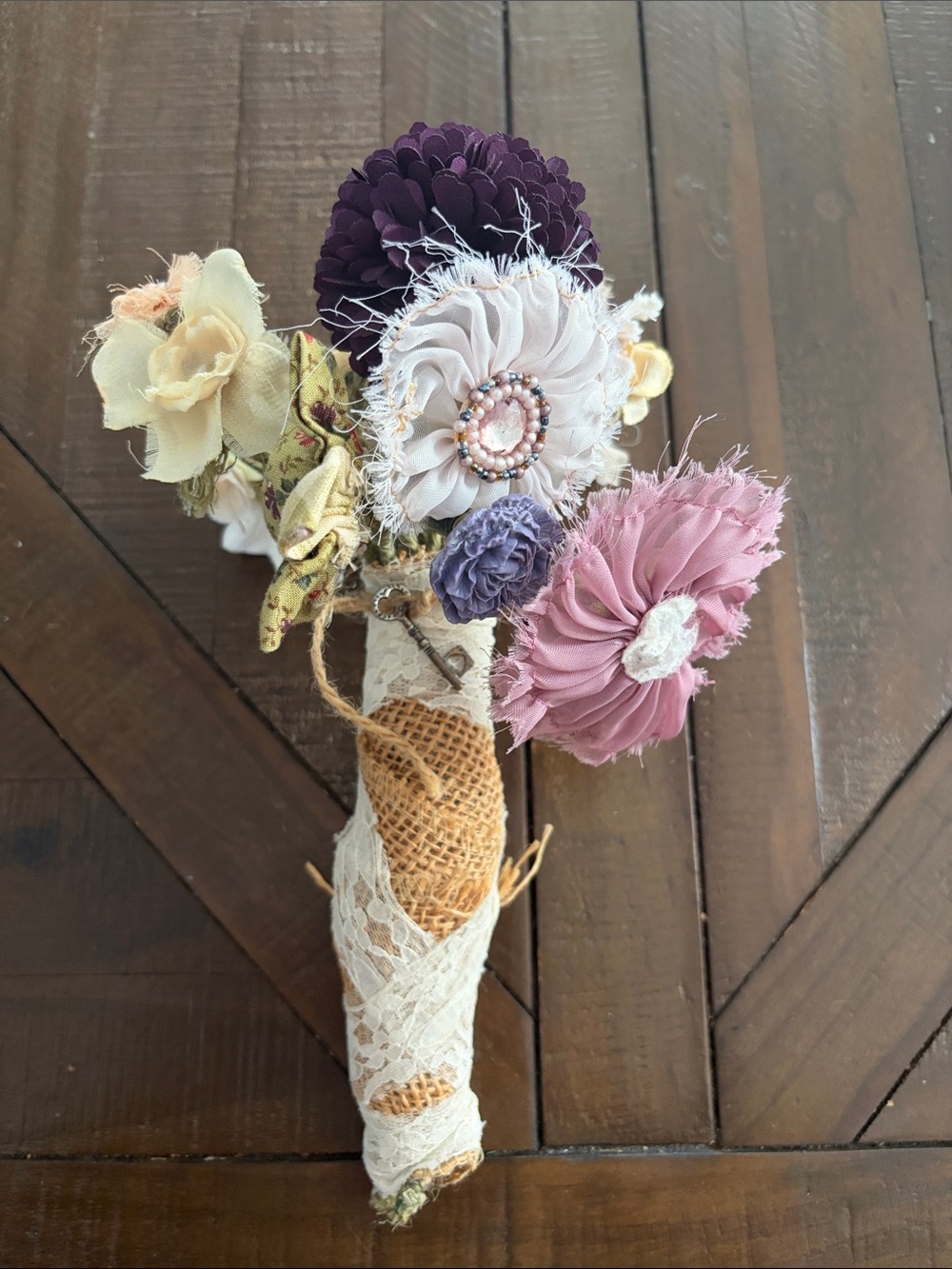 handmade autumn fall bouquet lace burlap